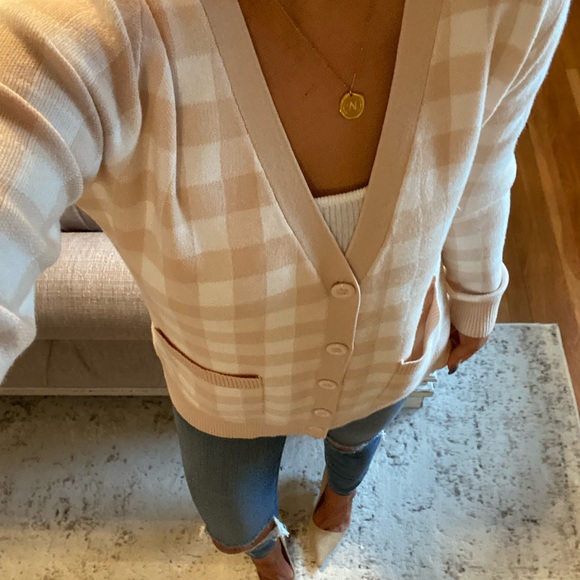 New Color ♥️Gingham pocket cardi sweater - Picture 11 of 13